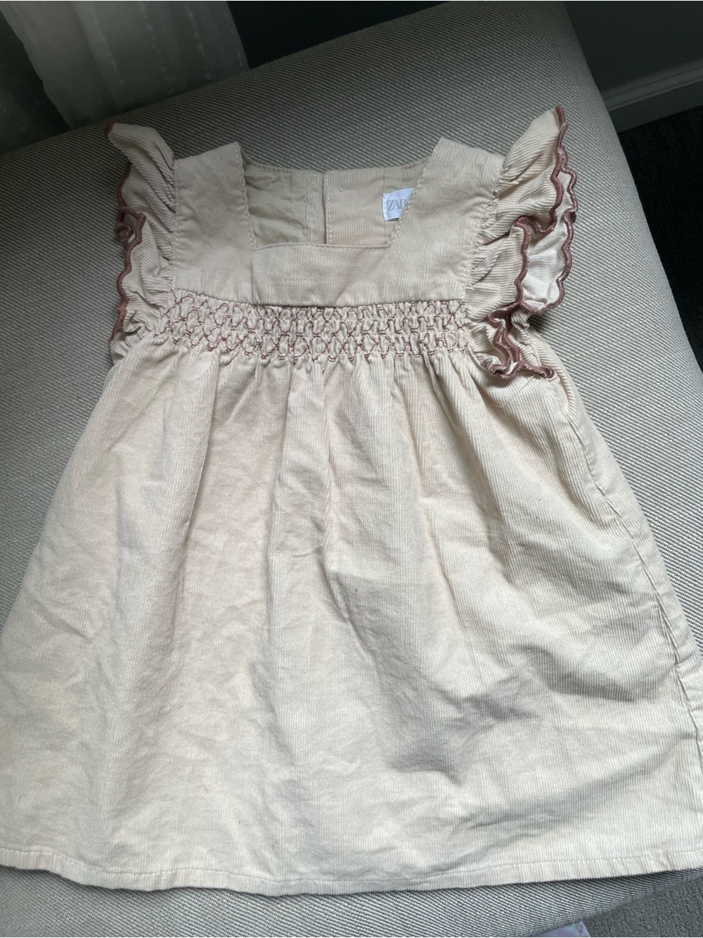 Zara Beige Corduroy Dress 6-9 months